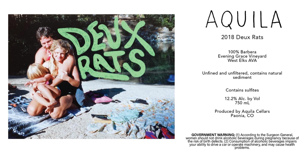Aquila Cellars, 'Barbera Deux Rats Evening Grace Vineyard West Elks' (2020)